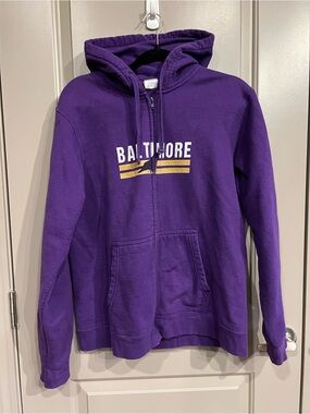 Baltimore Ravens Purple Full-Zip Hoodie with Drawstring and Pockets